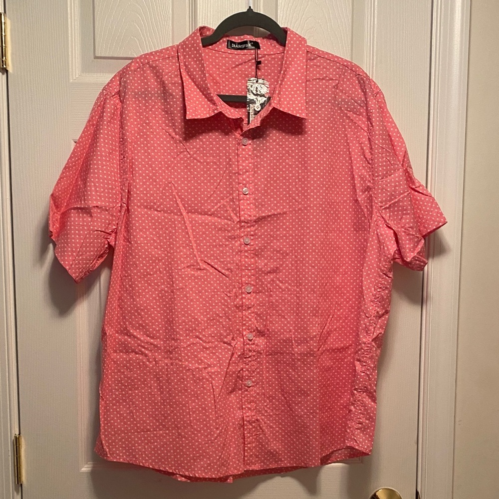 Allegra K  Pink Polka Dot Men's Shirt…size XXL